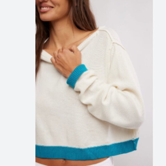 new FREE PEOPLE We The Free Into The Blue Pullover / Blue Combo - Picture 2 of 4